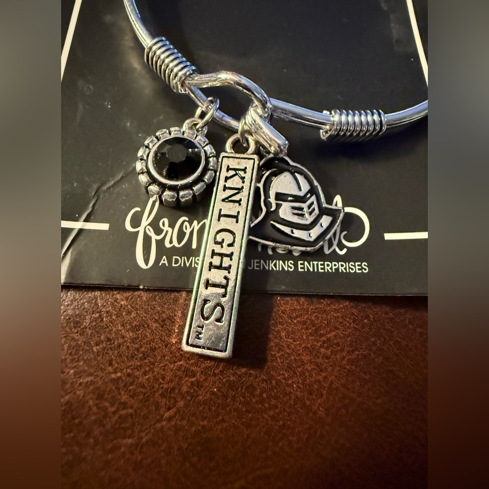 UCF Charm Bracelet - Modern Silver Bangle Bracelet with Knights Charm NEW! - Picture 2 of 3